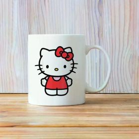 Hello Kitty Ceramic Coffee Mug - Insulated, Reusable, Hand-Wash Only, Perfect for Home Use, White with Red Bow