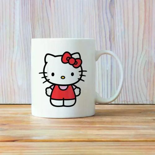 Hello Kitty Ceramic Coffee Mug - Insulated, Reusable, Hand-Wash Only, Perfect for Home Use, White with Red Bow