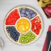 2Pcs Divided Serving Tray with Lid and Handle 360° Rotatable Snack Box Container with 6 Dividers Clear Portable Snack Platters for Fruit Candy Nut Sna