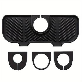 1pc Sink Drain Mat; Sink Faucet Splash Guard; Silicone Faucet Handle Drip Catcher Tray; Countertop Fast Drying Faucet Absorbent Mat For Kitchen; (Color: Black)