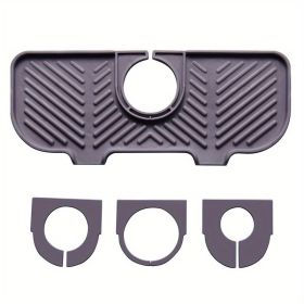 1pc Sink Drain Mat; Sink Faucet Splash Guard; Silicone Faucet Handle Drip Catcher Tray; Countertop Fast Drying Faucet Absorbent Mat For Kitchen; (Color: Grey)