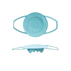 1pc Silicone Steamer Basket Air Holes Design With Feet And Handle For Pan Reusable Silicone Easy To Clean And Store Food Grade Material Steamer (Color: Blue)