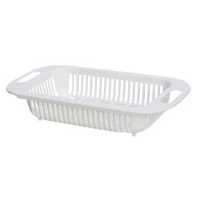 1pc Retractable Fruits And Vegetables Drain Basket; Extendable Over The Sink; Adjustable Strainer; Sink Washing Basket For Kitchen (Color: White)