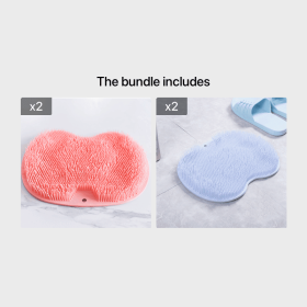 Hands Free Back Scrubber For Shower; 1pc Multifunctional Lazy Man Rubbing Shoulder Strap Suction Cup Brush Back Bath Bathroom Rubbing Foot Massag (Color: Pink*2+Blue*2)