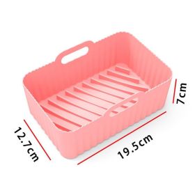 Air Fryer Silicone Pot With Handle Reusable Liner Heat Resistant Basket Rectangle Baking Accessories For Fryer Oven Microwave (Color: pink)